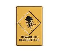 Compladeta Caution Beware Of Bluebottles Sign 8 X 12 Inches Rust Free Aluminum - Uv Protected, Waterproof, Weatherproof And Fade Resistant - 4 Pre-Drilled Holes