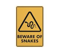 Compladeta Caution Beware Of Snakes Sign For Business 8""X12"" Rust Free Aluminum Uv Printed,4 Pre-Drilled Holes.Durable/Weatherproof