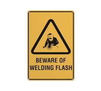 Compladeta Caution Beware Of Welding Flash Sign 12 X 8 Inch Metal Sign, Rustproof Aluminum, Multicolor
