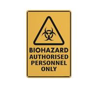 Compladeta Caution Biohazard Authorised Personnel Only Sign 12X8 Inch Tin Sign Great For Garden And Yard Wall Decor