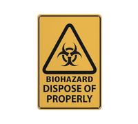 Compladeta Caution Biohazard Dispose Of Properly Sign 12X8 Inch Aluminum Uv Ink Printed For House And Business