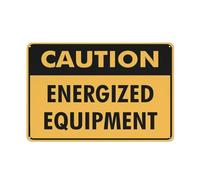 Compladeta Caution Energized Equipment Sign For House 12"" X 8"" Yard Sign, Premium Aluminum, Sun-Proof, Rust-Free
