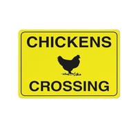 Compladeta Chickens Crossing Sign For Business 8""X12"" Rust Free Aluminum Uv Printed,4 Pre-Drilled Holes.Durable/Weatherproof