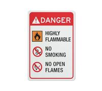 Compladeta Danger Highly Flammable No Smoking No Flames Sign For House 12"" X 8"" Yard Sign, Premium Aluminum, Sun-Proof, Rust-Free