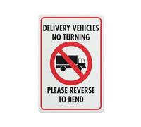 Compladeta Delivery Vehicles No Turning Please Reverse To Bend Sign 8""X12"" Rust Free Aluminum Signs Outdoor, Metal Tin Sign For Home, Business, Yard