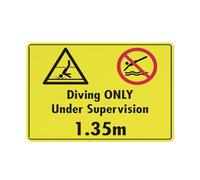 Compladeta Diving Only Under Supervision 1.3M Sign Warning Tin Sign Home Kitchen Farm Garden Garage Wall Decor 12X8Inch