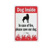 Compladeta Dog Inside In Case Of Fire Please Save Our Dog Sign Signs Outdoor, Uv Printed Aluminum 12 X 8 In, Weatherproof And Security Signs For Home Or Business