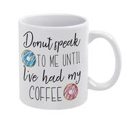 Compladeta Donut Speak To Me Until I’Ve Had My Coffee Mug Coffee Mug Funny Birthday Gift For Family Friend Coworkers Men Women 11Oz