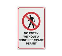 Compladeta No Entry Without A Confined Space Permit Sign 12 X 8 Inch Metal Sign, Rustproof Aluminum, Multicolor
