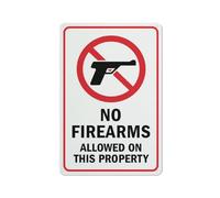 Compladeta No Firearms Allowed On This Property Sign 12X8 Inches Metal Aluminum Signs, Weather Resistant, Weatherproof, Indoor Or Outdoor