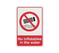 Compladeta No Inflatables In The Water Sign For House 12"" X 8"" Yard Sign, Premium Aluminum, Sun-Proof, Rust-Free