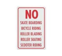 Compladeta No Skateboarding Bicycle Riding Roller Blading Roller Skating Scooter Sign For House 12"" X 8"" Yard Sign, Premium Aluminum, Sun-Proof, Rust-Free