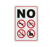 Compladeta No Skateboarding, Bicycle, Roller Blading And Scooter Riding Sign Outdoor Metal Sign - 12 X 8 Metal Signs For Business, Workplace, Office, Home, Delivery Signs, Road Signs, Garden Signs