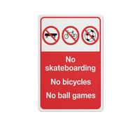 Compladeta No Skateboarding No Bicycles No Ball Games Sign Warning Tin Sign Home Kitchen Farm Garden Garage Wall Decor 12X8Inch