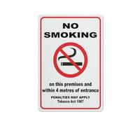Compladeta No Smoking 4 Metres Of Entrance Sign Signs Outdoor, Uv Printed Aluminum 12 X 8 In, Weatherproof And Security Signs For Home Or Business