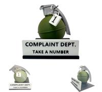 Complaint Department Desk Sign - 3D Printed Gag Gift, Funny Grenade Complaint Department Desk Sign Decor, Funny "Take a Number" Office Decor Work Humor Gifts For Coworkers Bosses