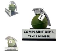 Complaint Department Desk Sign, 3D Printed Grenade Gag Gift with Take a Number Tag, Funny "Take a Number" Office Decor Work Humor Gifts For Coworkers Bosses (A)