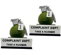 Complaint Department Desk Sign, Complaint Department Grenade Dummy Grenade, "take a Number" Grenade Gag Boss Gift Grenade Toy for Office,Boss,Coworkers(2pcs)