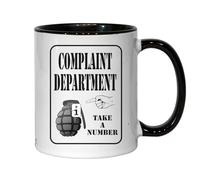 Complaint Department Take A Number Funny Grenade Graphic Ceramic Tea Coffee Mug Black