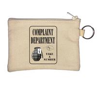Complaint Department Take A Number Funny Grenade Graphic Key Chain Coin Purse Beige