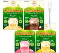 Complan Nutritional Drinks Bundle - Variety Pack of Strawberry, Chocolate, Banana, and Vanilla Flavoured Mix at Home Powders with Mixing Fork - 16 x