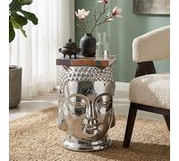 Complements Silver Dolomite Buddha Sculpted Side Table Deep Black Rounded Top |