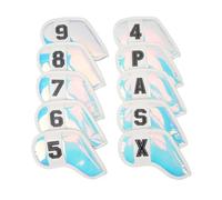 Complete 10 PCS Golf Club Head Covers Set - Stylish PU Fabric with Velvet Lining, Impact and Scratch - for Protecting Your Irons on the Course (White Edge)