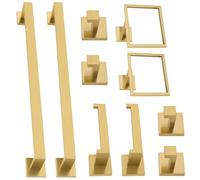 Complete 10pc Metal Bathroom Accessory Group Featuring 24 Inch Towel Rods Rings and Wall Mounted Shelves Multi Functional Towel Track