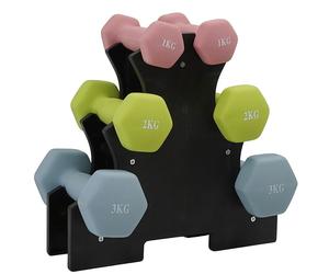 Complete 12KG Dumbbell Set with Storage Stand Hex Weights for Home Gym Training