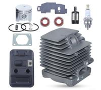 Complete 34mm Cylinder and Exhaust Muffler Kit for FS80 FS75 FS85 String Trimmers Includes Copper Pistons Gaskets Fuel Filter Spark Stopper and Oil Seals Outdoor-Power Equipment Repair Set