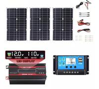 Complete 4000W Solar Inverter Kit for RV - 50A Controller & 75W Solar Panel, Ideal for Home & Outdoor Power Generation (Black, 12V-110V)