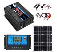 Complete 4000W solar power kit with inverter, 18W waterproof panel and 30A smart controller for camping and home use.