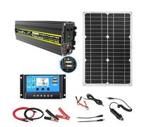Complete 6000W solar power kit, 12V DC inverter, 18W waterproof panel and 30A charge controller for outdoor activities.
