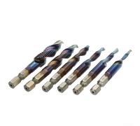 Complete 6PCS HSS Metric Tap Drill Bit Set with 1/4 Hex Shank for Drilling and Tapping Applications