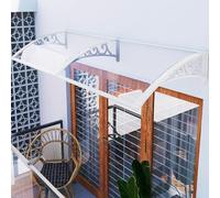 Complete Awning Kit 24x55 in / 60x140 cmOutdoor Window Awnings with Plastic Steel Bracket White Bracket & Clear Panel for Decks & Patios Metal Canopy