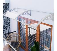 Complete Awning Kit 24x59in/60x150cm -Outdoor Awnings for Windows Decks & Patios with Plastic Steel Bracket Silver Bracket & Transparent Panel. Weather-Resistant Metal Awning.