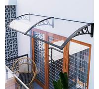 Complete Awning Kit 47x59 in -Outdoor Window Awnings with Plastic Steel Bracket Black Bracket & Clear Panel for Patios Decks & Garden Shade Solutions