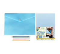 Complete Back to School Stationery Set - 10 X A4 Pastel Wallet Folders + 100 Sheets A4 Pastel Card 160gsm + HB Pencil | Ideal for Projects, Homework, Art, Sketching, Crafts & Origami (Sky Blue)