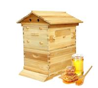 Complete Beehive Starter Kit,Automatic Self-Flowing Honey Hive,Wooden Bee Box,Beekeeping Equipment with 7 Frames,Observation Window & Honey Spout,for Beginners & Hobbyists
