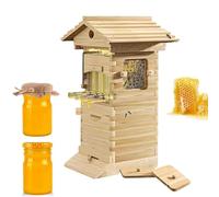 Complete Beehive Starter Kit with Observation Windows and Honey Flow Feeder for Garden Pollinators