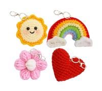 Complete Beginner Knitting Kit Material Package with Yarn Crochet Hook Arts and Crafts Knitting Kit Complete Starter Knitting Set for Beginners and Professionals (Flower Heart Sun Rainbow)