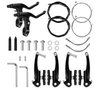 Complete Bike Brake Set, Bike V Brake Set, Front and Rear Bike Brakes, Bike Brake Levers Inner and Outer Brake Cables, Aluminum Bicycle Brake Set, for MTB BMX Bicycle Road Bike Mountain Bike Parts