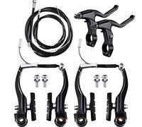Complete Bike Brake Set, Black Front and Rear Bike MTB Hybrid Brake Inner and Outer Cables and Lever Kit Includes Callipers Levers Cables Black