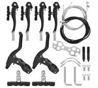 Complete Bike Brake Set, BMX and Mountain Bike V-Brake Set with Levers, Bicycle Brake Cable & Fixings,Front and Rear Brake - Perfect for Mountain, Road & Hybrid Bikes, Bike Parts (Black)