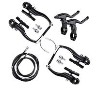 Complete Bike Brake Set Front & Rear, MTB V Brake Kit with Alloy Brake Levers, Inner & Outer Cables for MTB, BMX and Hybrid Bikes