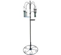 Complete Bird Feeding Station with 4 Feeders & Round Metal Patio Stand