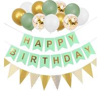 Complete Birthday Party Decorations Set - Happy Birthday Banner, Balloons, Streamers - Eco-Friendly & Easy to Hang - 40PCS for Home Party Decor (Green)
