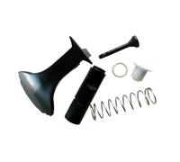 Complete black plunger with shell-shaped pull handle - compatible with Faby, Skyline Cab, Eskimo Joe’s, Slush Puppie, and Sir Lush.