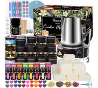 Complete Candle Making Kit with Wax Melter, DIY Supplies, Beeswax, 500W Electric Stove, Wicks, Rich Scents, Wick Clips, Pouring Pot