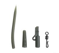 Complete Carp Fishing Kit with 120 Essential Pieces Including Safety Leader Clips, Quick Swivels and Anti Tangling Sleeves for Easy Fishing Setup (Green)